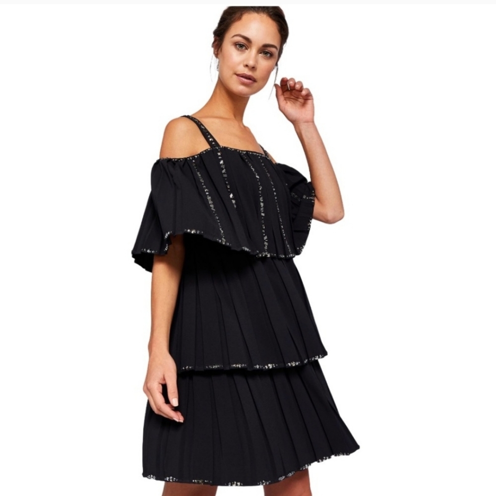 🍒NWOT🍒 TED BAKER EMBELLISHED CREPE DRESS - Picture 3 of 10